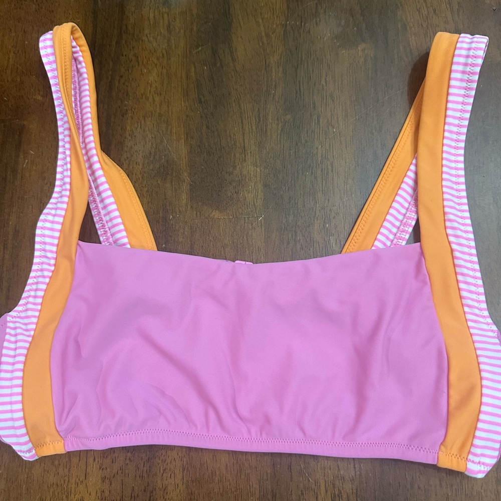 Aerie pink and orange bikini top size large